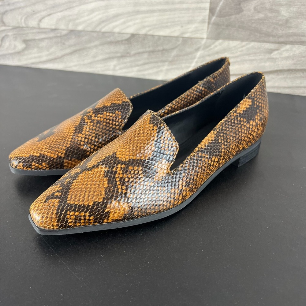 Marc Fisher Loafers Womens Size US 7.5M Brown Leather Snakeskin Comfort Shoes